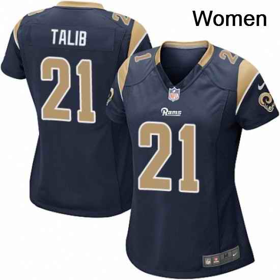 Womens Nike Los Angeles Rams 21 Aqib Talib Game Navy Blue Team Color NFL Jersey